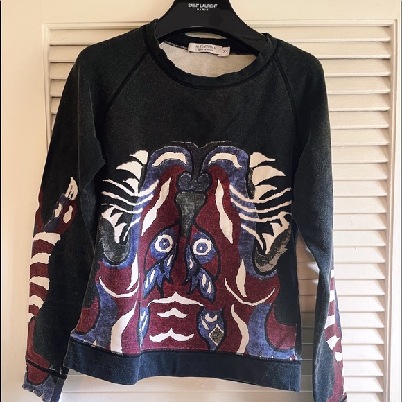Authentic Altuzarra $895 Abstract Dark Grey and Maroon Sweatshirt - Picture 1 of 9